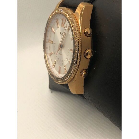 Fossil FTW5016 Women's Black Leather Analog White Dial Hybrid Smart Watch HO394 - Picture 2 of 9